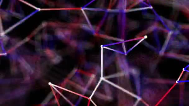 Animation abstraite du plexus scintillant avec des triangles qui changent de couleur. — Video