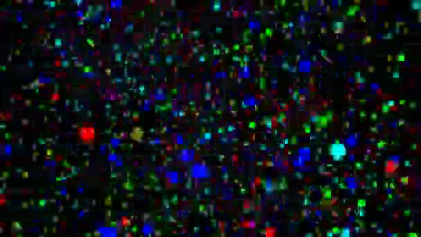 Багатокольорові кульки падають на чорний фон. Святкова анімація барвистих кіл . — стокове відео