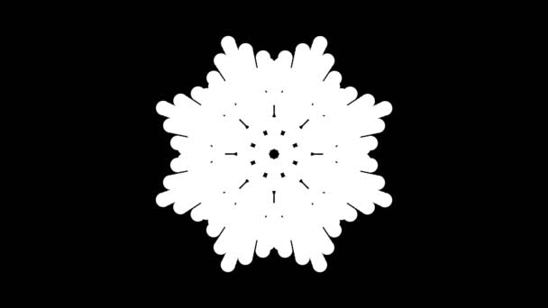 Animación de copo de nieve sobre fondo negro. Animación Looping — Vídeo de stock