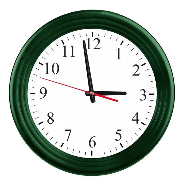 Duży zielony okrągły zegar ścienny — Zdjęcie stockowe