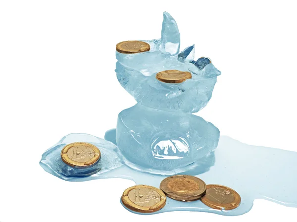 Cache euromince v ledu. — Stock fotografie
