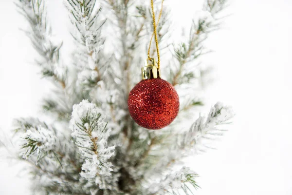 Decoración Del Árbol Navidad Feliz Concepto Navidad Árbol Pequeño Aislado — Foto de Stock