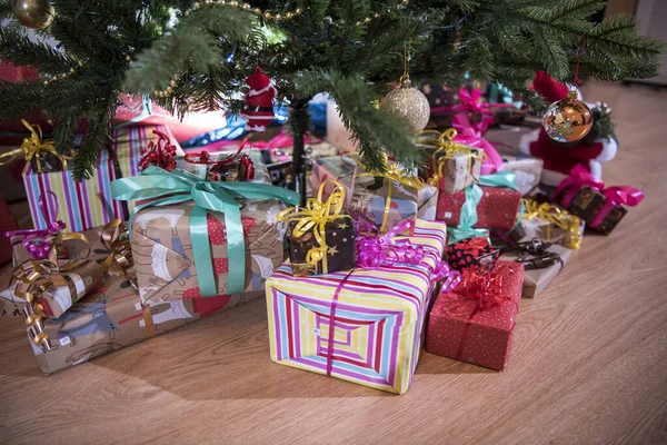 Gifts Floor Christmas Tree — Stock Photo, Image
