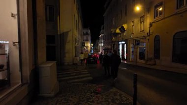 POV Gece Gezintisi Lizbon Şehir Hayatı