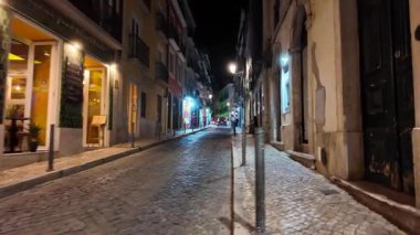 POV Gece Yürüyüşü Lizbon Avrupa 'sında