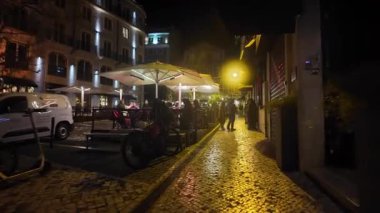 Sokak Atmosferli Lizbon Gece Yürüyüşü