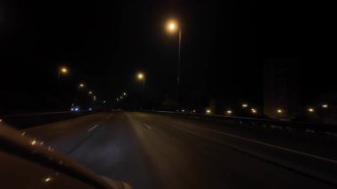 Lizbon Gecesi Şehir Hareketli Araba Penceresi