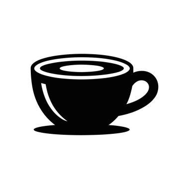 This vector illustration displays a simple yet elegant black coffee cup with a handle, isolated against a clean, white background, perfect for designs and illustrations.
