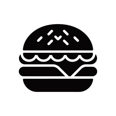 Clear vector icon illustrating a hamburger with visible layers of cheese and sprinkles on the bun, set against a clean, white background for various designs.