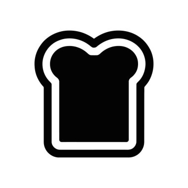 This simple black and white vector icon represents a slice of bread. The bread loaf is sharply contrasted against a pure white background. This food icon is minimalist.