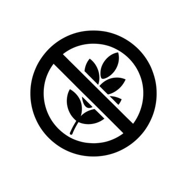 This vector icon shows a universally recognized gluten free symbol, a plant with a cross through it, isolated on a clean white background, suitable for any context.