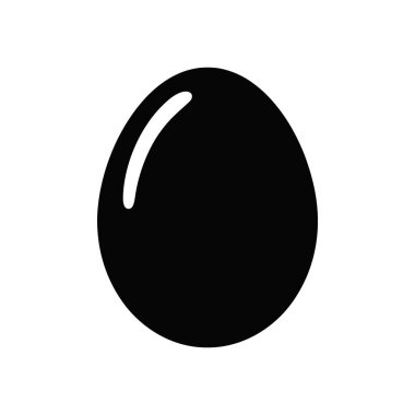Isolated vector image featuring a solid black silhouette of an egg against a clean white background, highlighted by a delicate reflected light. Clean for use in web design.