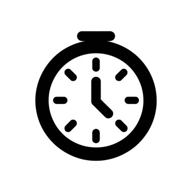 Minimalist black stopwatch vector icon isolated on a clean white background. Features simple design with clean lines, perfect for web, app, and graphic design projects.
