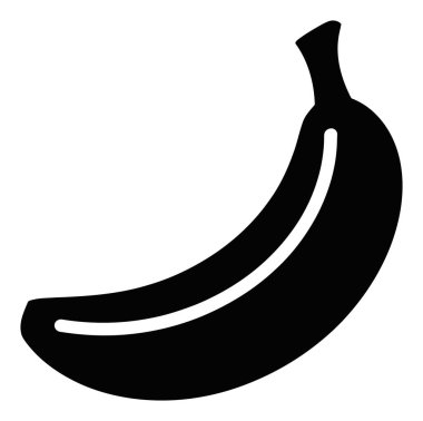 Striking, vector-based graphic depicting a single, black banana isolated against a clean white background. Perfect for illustrations related to healthy eating and fruit.