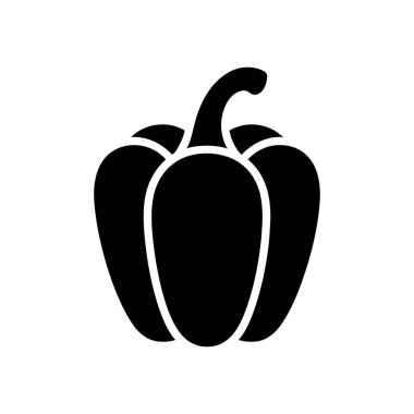 Isolated black bell pepper vector icon on a white background. This minimalist, clean design is perfect for recipe illustrations, menus, or graphic design projects.