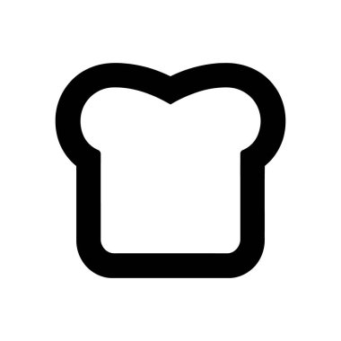 Simple bread slice icon featuring a black outline of a loaf against a clean white background, ideal for digital applications, menus, or food-related designs.