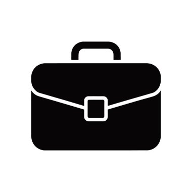Simple black briefcase vector icon on a white background. Ideal for representing business, work, travel, office, professional themes. Clean, minimalistic, and easily adaptable.