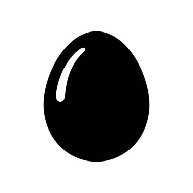 Depicts a clean, minimalist black vector icon of an egg, isolated on a white backdrop, perfect for design uses related to food, cooking, or dietetics projects.