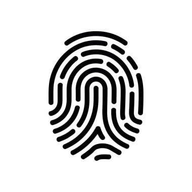 A clear, high-resolution vector illustration of a black fingerprint icon. Ideal for security, authentication, biometric, and identification projects on white backgrounds.