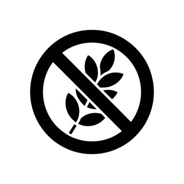Clear vector icon showing a black 'gluten-free' symbol, indicating food suitable for those with celiac disease and gluten intolerance. Isolated on a clean white background.