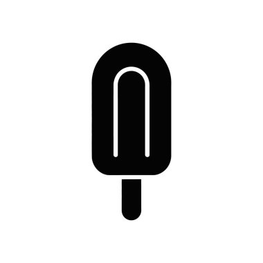 Isolated black vector ice cream popsicle icon with rounded top and handle, perfectly clean and simple, displayed on a clean white background, suitable for summer designs.