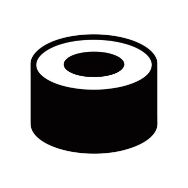 High-resolution vector icon on a white background, showcasing a solid black cylinder with a white ring encircling its top. Clear and visually simple design.