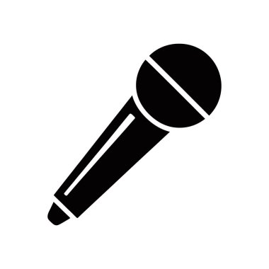 A black microphone icon on a white background, perfect for websites, apps, and graphic design projects requiring a simple and professional audio representation.