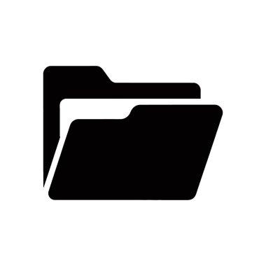 Isolated folder icon graphic on a white background. Simple black vector graphic for app design, website design, ui elements, and other digital projects.
