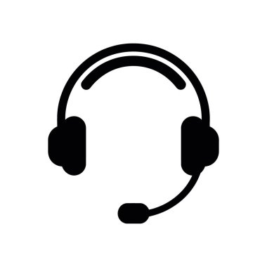 Simple, clean headset icon displayed in black on a white background. The icon features a circular band and a microphone, ideal for communication or support themes.