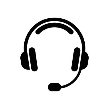 Isolated headset icon on a white background, perfect for representing customer service, online support, or call center assistance in vector format.