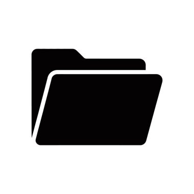 This is a simple vector icon of an open folder on a white background. Represents document storage, file management, or digital organization. Use for graphic design.