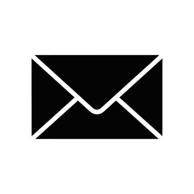 Isolated black envelope icon, ideal for symbolizing email, letters, and postal services. Vector illustration on white background, perfect for web and print.