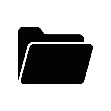 An isolated black solid folder icon vector illustration, depicted as a flat glyph on a white background, which communicates file organization.