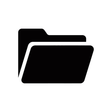Isolated black folder icon vector illustration. This minimalist design effectively conveys file organization, storage, and document management concepts with clean lines. White background.