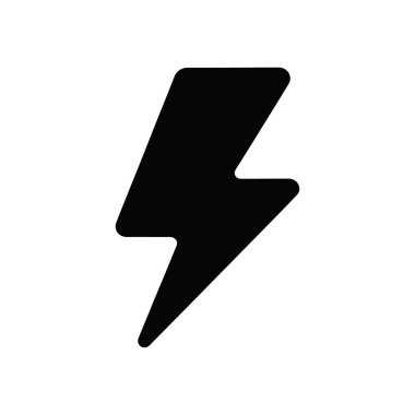 Isolated lightning bolt icon on white background depicts energy, electricity, and speed. Perfect graphic for power, lightning, and flash concepts in digital designs.