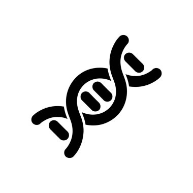 Bu resim, beyaz arkaplanda basitleştirilmiş bir DNA ipliğini gösteren, bilimsel çizimler için mükemmel bir siyah-beyaz vektör ikonunu gösteriyor. Basit ve modern tasarım.