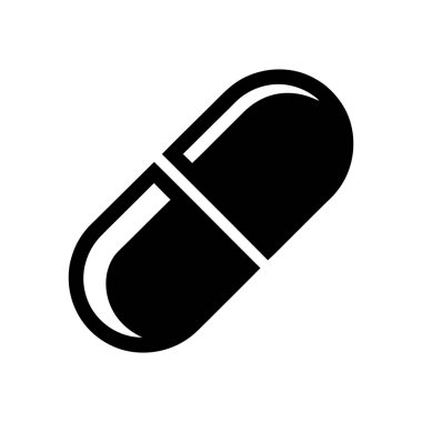 Siyah kapsül hapının detaylı vektör ikonu. Sağlık, ilaç ve tıbbi tasarım için mükemmel. Kolay entegrasyon için temiz beyaz bir arkaplanda izole.