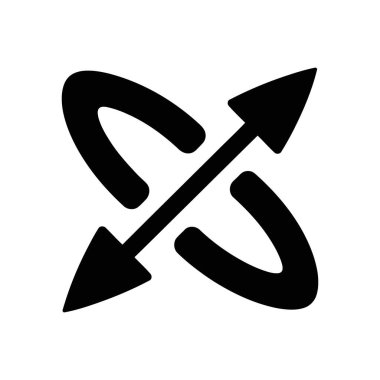 Dışarıyı gösteren iki okun yer aldığı siyah bir genişletme simgesi. Tasarım yuvarlak dikdörtgen şekilleri içerir, temiz beyaz arkaplana karşı ayarlanır.