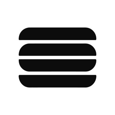 Üç yuvarlak köşeli dikdörtgenli basit siyah hamburger menü ikonu vektörü beyaz arkaplan üzerinde yatay olarak istiflenmiş, web sitesi ve uygulama kullanıcı arayüzü tasarımı için mükemmel.