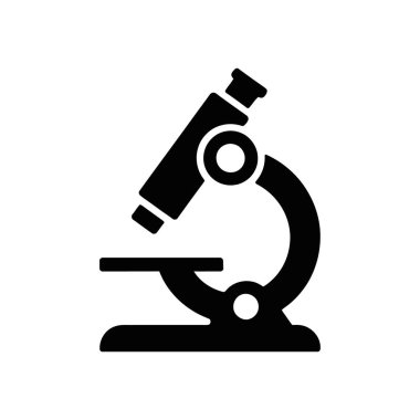 Beyaz zemin üzerinde basit bir siyah mikroskop vektör simgesi. Eğitim kaynakları, bilimsel çizimler ve laboratuvar temalı tasarımlar için ideal. Temiz ve minimalist tasarım.