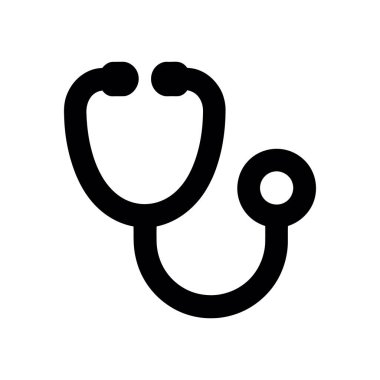 Steteskop vektör simgesine karşı temiz beyaz zemin. Tıbbi sunumlar, sağlık eğitimi materyalleri ve sağlıkla ilgili web tasarımı için mükemmel; temiz, minimal ve modern.