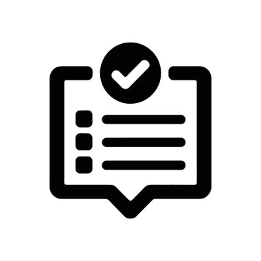 Üç yatay çizgi ve üç kontrol çemberinden oluşan siyah vektör kontrol listesi simgesi, üzerinde beyaz bir arka planda izole edilmiş dairesel kontrol işareti var..