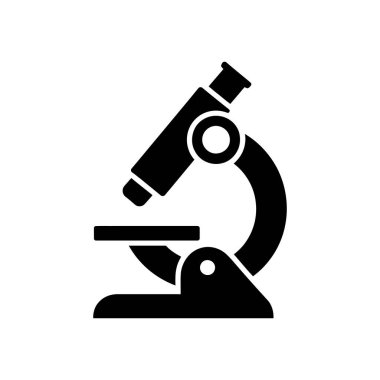 Basit bir siyah-beyaz vektör sanatı. Klasik bir mikroskop. Laboratuarlarda bilimsel, tıbbi ve araştırma amaçlı kullanılıyor..