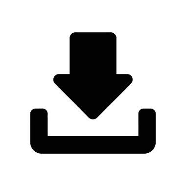 Kullanıcı arayüzleri için harika bir kullanıcı arayüzü olan, temiz beyaz arkaplan karşısında kabartma biçiminde oluşturulan, aşağı dönük ok içeren siyah indirme simgesi.