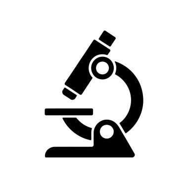 İzole edilmiş mikroskop siluet vektör ikonu bilim, araştırma ve laboratuvar çalışmalarını temsil eden temiz, minimalist bir tasarım sağlar. Eğitim ve mesleki kaynaklar için mükemmel.