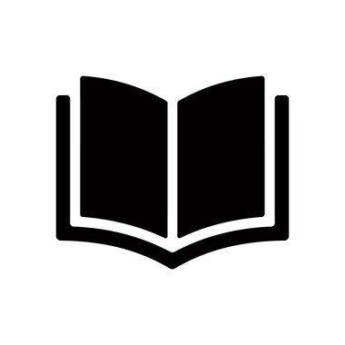 Açık bir kitabın siyah vektör simgesi, beyaz bir arkaplanda izole edilmiş, bilgiyi, eğitimi, okumayı ve öğrenmeyi sembolize eden, eğitim materyalleri ve web siteleri için mükemmel.