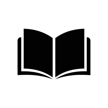 Bir minimalist vektör simgesi, katıksız siyah bir kitabı katıksız beyaz bir zemine karşı sergiliyor. Açıklık ve basitlik gerektiren eğitim, edebiyat veya tasarım projeleri için mükemmel.