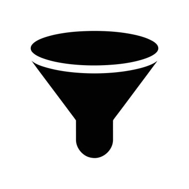 Beyaz arka planda temiz, basit bir siyah huni vektör ikonu. Filtrelenmesi veya dönüştürülmesi gereken diyagramlar, web tasarımı veya grafik projelerinde kullanım için ideal.