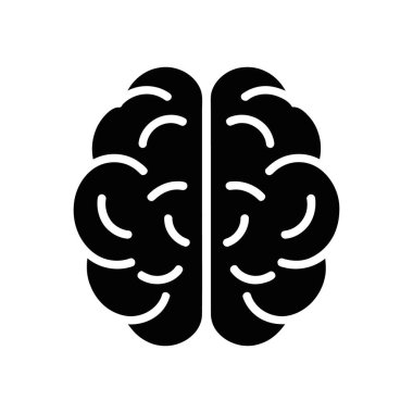 Bu insan beyninin detaylı bir siyah-beyaz vektör ikonu, zekayı, tıp bilimini veya beyaz arka planda eğitici bir sembol olarak kullanılmak için ideal..