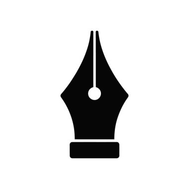 Farklı yazı, hat yazısı ve dizaynla ilgili uygulamalar için uygun mürekkep ucunu gösteren izole, basit siyah simge. Çok yönlü kullanım için beyaz arkaplanda vektör.